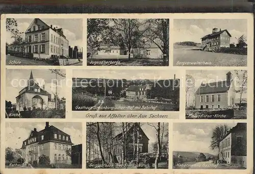 Affalter Schule Jugendherberge Bergverwalterhaus Kirche Bahnhof Methodistenkirche Rathaus Berggasthaus Habermanns Gasthof Kat. Loessnitz