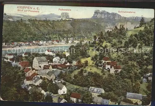 Krippen Bad Schandau Elbepartie mit Postelwitz Falkenstein Schrammsteine Kat. Bad Schandau