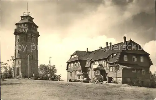 Wildenthal Eibenstock Aussichtsturm und HO Gaststaette auf dem Auersberg