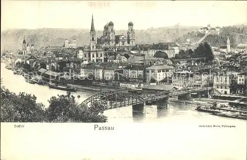 Passau Teilansicht mit Bruecke und Dom Kat. Passau