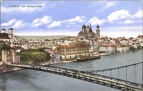 Passau Haengebruecke Dom Kat. Passau