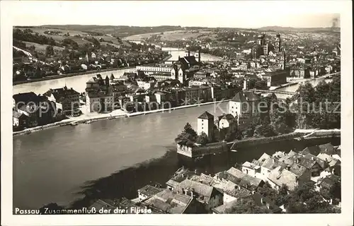 Passau Zusammenfluss von Inn Donau und Ilz Kat. Passau