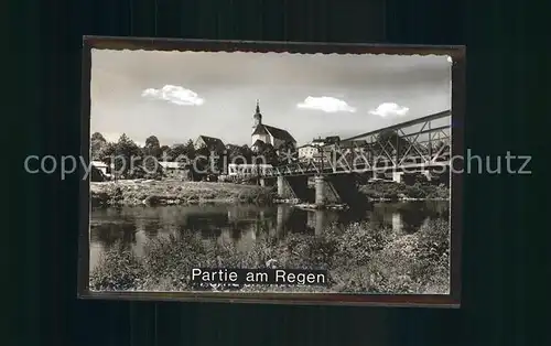 Viechtach Bayerischer Wald Partie am Regen Bruecke Kirche Kat. Viechtach