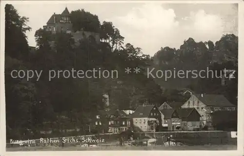 Rathen Saechsische Schweiz Burgruine Gasthaus Kat. Rathen Sachsen