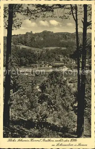 Rathen Saechsische Schweiz mit Elbe Kat. Rathen Sachsen