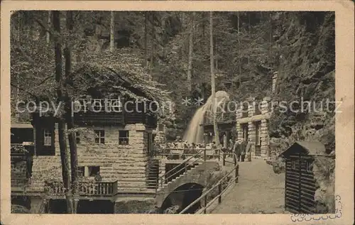 Rathen Saechsische Schweiz Amselfall bei der Bastei Gartenrestaurant Kat. Rathen Sachsen