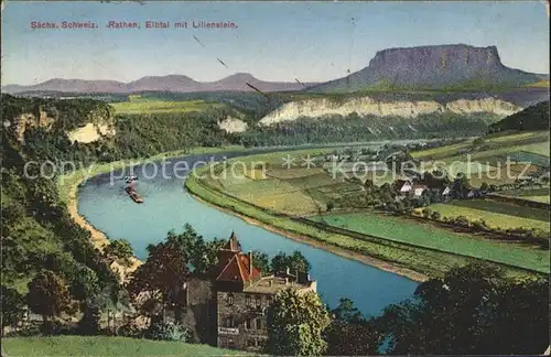 Rathen Saechsische Schweiz mit Lilienstein Kat. Rathen Sachsen