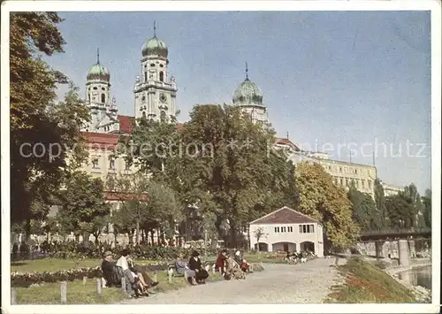 Passau Dreifluessestadt Donau Inn Ilz Dom mit Promenade Kat. Passau