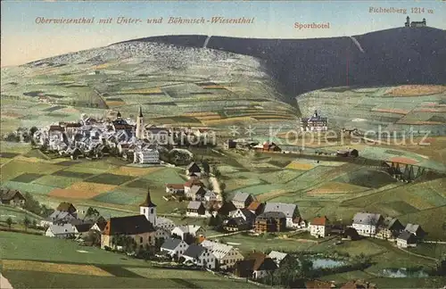 Oberwiesenthal Erzgebirge mit Unter und B?hm Wiesental Sporthotel und Fichtelberg Kat. Oberwiesenthal