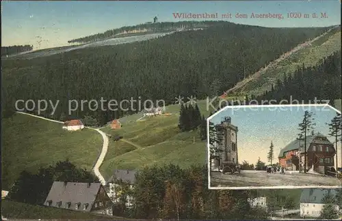 Auersberg Wildenthal Teilansicht Unterkunftshaus und Aussichtsturm Kat. Eibenstock