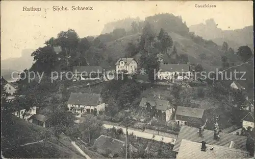 Rathen Saechsische Schweiz mit Gansfelsen Kat. Rathen Sachsen