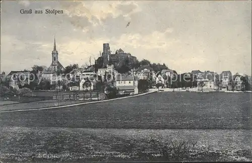 Stolpen Teilansicht mit Kirche und Burg Kat. Stolpen