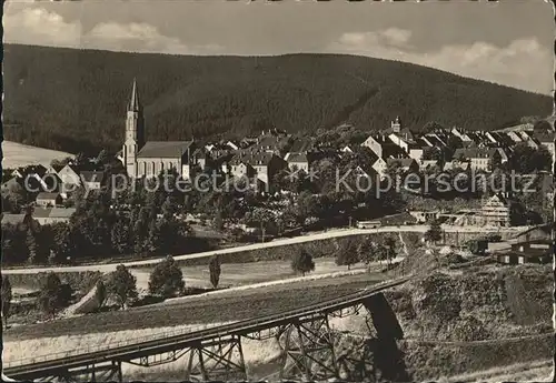 Oberwiesenthal Erzgebirge Teilansicht Bruecke Kirche Kat. Oberwiesenthal