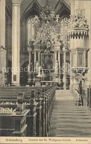 Schneeberg Erzgebirge St Wolfgangkirche Inneres Altarseite Kat. Schneeberg