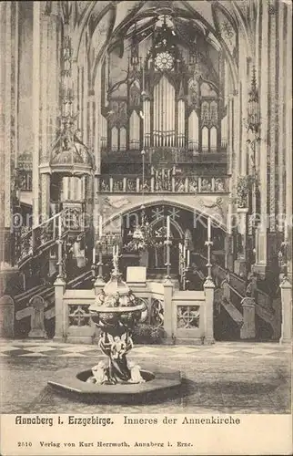 Annaberg Buchholz Erzgebirge Taufstein Orgel in der St Annenkirche Kat. Annaberg