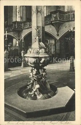 Annaberg Buchholz Erzgebirge Taufstein in der St Annenkirche Kupfertiefdruck Kat. Annaberg