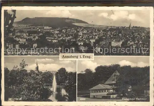 Annaberg Buchholz Erzgebirge Panorama mit Poehlberg Schutzteich Frohnauer Hammer Kat. Annaberg