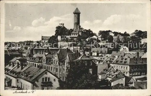 Auerbach Vogtland Teilansicht mit Schlossturm Kat. Auerbach