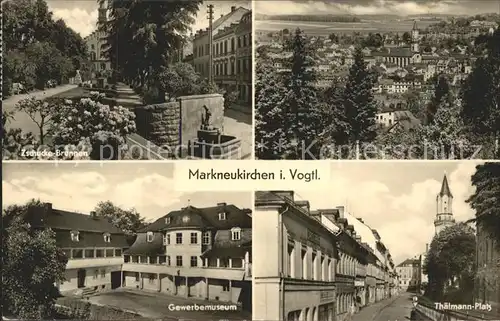 Markneukirchen Thaelmann Platz Gewerbemuseum Zschucke Brunnen  Kat. Markneukirchen