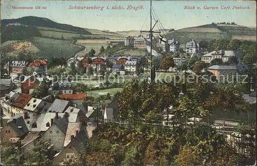 Schwarzenberg Erzgebirge Blick vom Garten Cafe Poetzsch Kat. Schwarzenberg