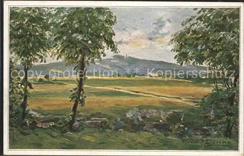 Auerbach Vogtland Blick nach dem Steinberg Serie I 5 Kuenstlerkarte R. Doering Kat. Auerbach