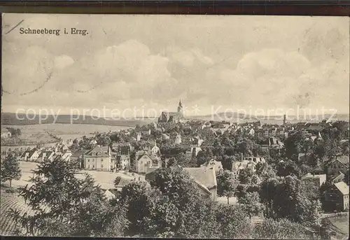 Schneeberg Erzgebirge Stadtbild mit Kirche Kat. Schneeberg