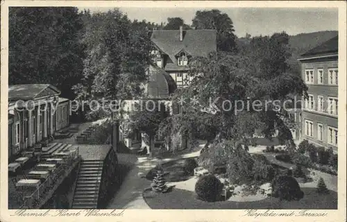 Wiesenbad Kurplatz mit Terrasse Kat. Thermalbad Wiesenbad