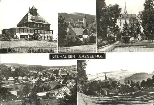 Neuhausen Erzgebirge Ortsansichten Kirche Schloss Kat. Neuhausen Erzgebirge