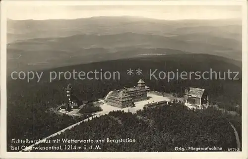 Oberwiesenthal Erzgebirge Fichtelberghaus Wetterwarte Bergstation Fliegeraufnahme Kat. Oberwiesenthal