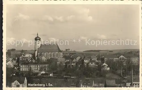 Marienberg Erzgebirge Teilansicht mit Kirche Kat. Marienberg