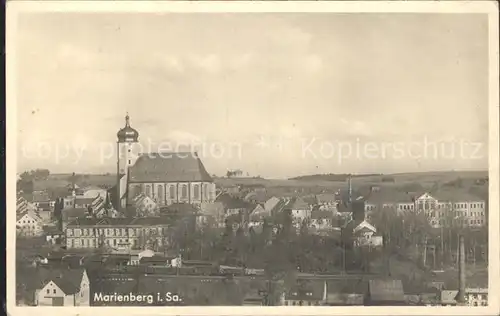 Marienberg Erzgebirge Teilansicht mit Kirche Kat. Marienberg