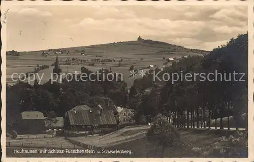 Neuhausen Erzgebirge mit Schloss Purschenstein und Schwartenberg Kat. Neuhausen Erzgebirge