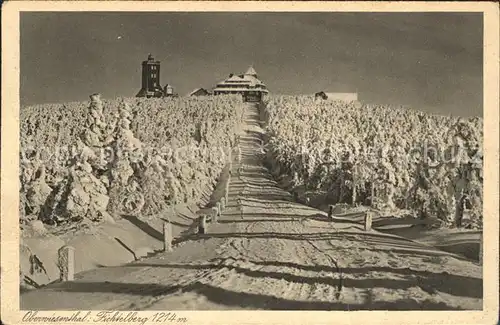 Oberwiesenthal Erzgebirge Prinzenweg zum Fichtelberghaus Wetterwarte im Winter Kat. Oberwiesenthal