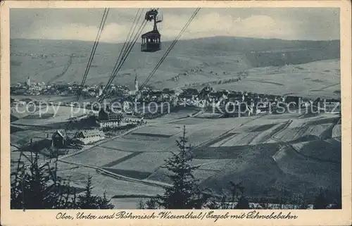 Oberwiesenthal Erzgebirge mit Boehm Wiesenthal und Fichtelberg Schwebebahn Kat. Oberwiesenthal