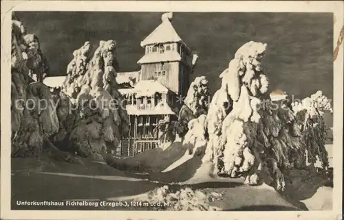 Fichtelberg Oberwiesenthal Unterkunftshaus im Winter Kat. Oberwiesenthal