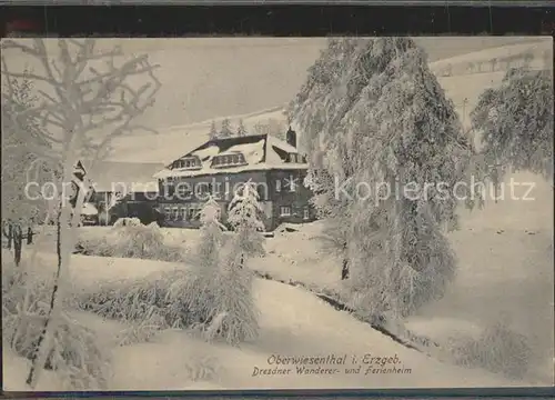 Oberwiesenthal Erzgebirge Dresdner Wanderer  und Ferienheim Winter Kat. Oberwiesenthal