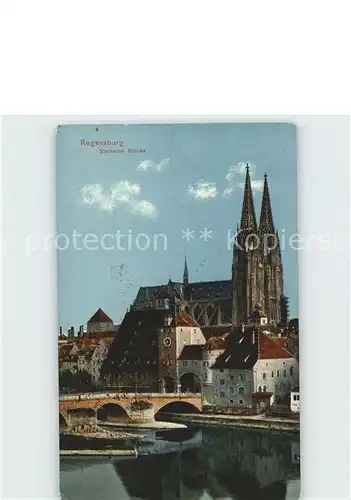 Regensburg Steinerne Bruecke mit dom Kat. Regensburg