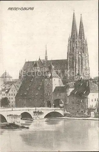 Regensburg Steinerne Bruecke mit Dom / Regensburg /Regensburg LKR