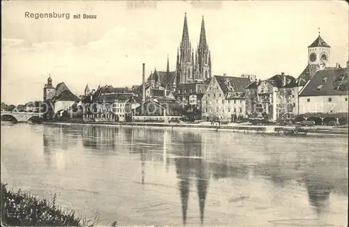 Regensburg Donaupartie mit Dom / Regensburg /Regensburg LKR