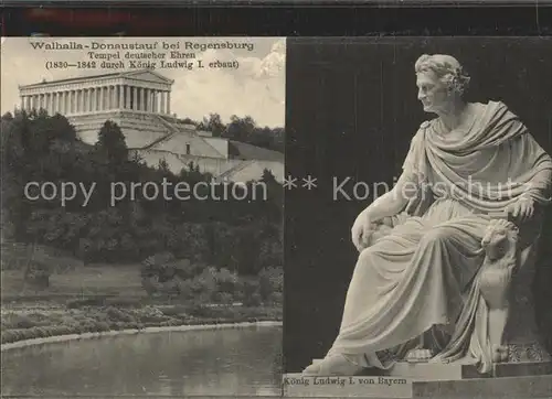 Donaustauf Walhalla Statue Koenig Ludwig I von Bayern Kat. Donaustauf