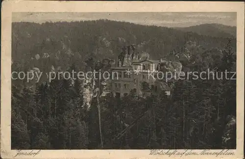 Jonsdorf Wirtschaft auf dem Nonnenfelsen Kat. Kurort Jonsdorf