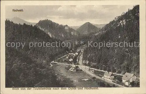 Oybin Blick von der Teufelsmuehle nach Oybin und Hochwald Kat. Kurort Oybin