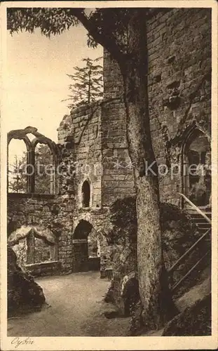 Oybin Eingang zur Kirchruine Kreuzgang Kupferdruck Kat. Kurort Oybin