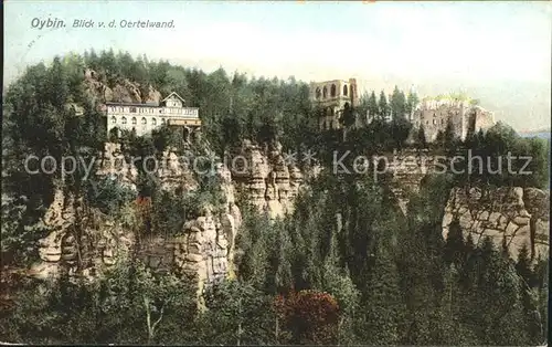 Oybin Blick von der Oertelwand Zittauer Gebirge Kat. Kurort Oybin