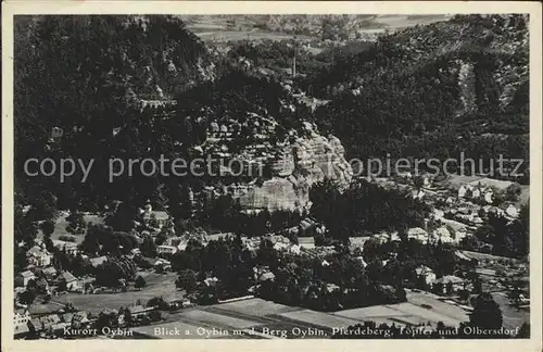 Oybin Blick auf Berg Oybin Pferdeberg Toepfer Olbersdorf Zittauer Gebirge Kat. Kurort Oybin