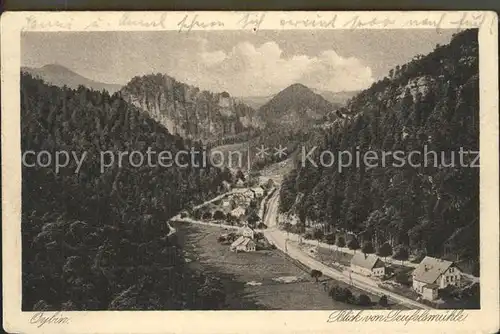 Oybin Panorama Blick von der Teufelsmuehle Kat. Kurort Oybin