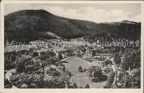 Oybin Blick vom Berg Oybin nach dem Hochwald und Hain Zittauer Gebirge Kat. Kurort Oybin