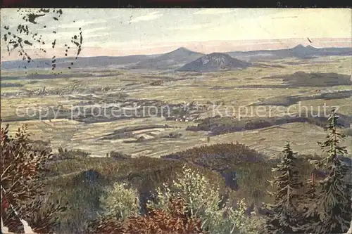 Oybin Blick vom Hochwald nach Gabel und den Boesigen Kuenstlerkarte Serie Hochwald No 1800 A Kat. Kurort Oybin