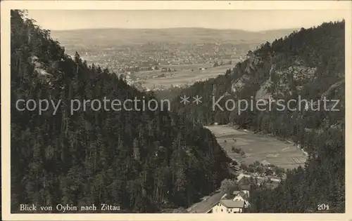 Oybin Panorama Blick nach Zittau Kat. Kurort Oybin