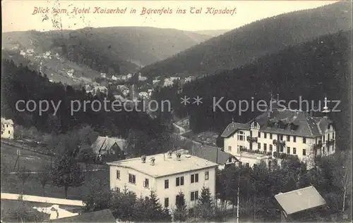 Baerenfels Erzgebirge Blick vom Hotel Kaiserhof ins Tal Kipsdorf Kat. Altenberg